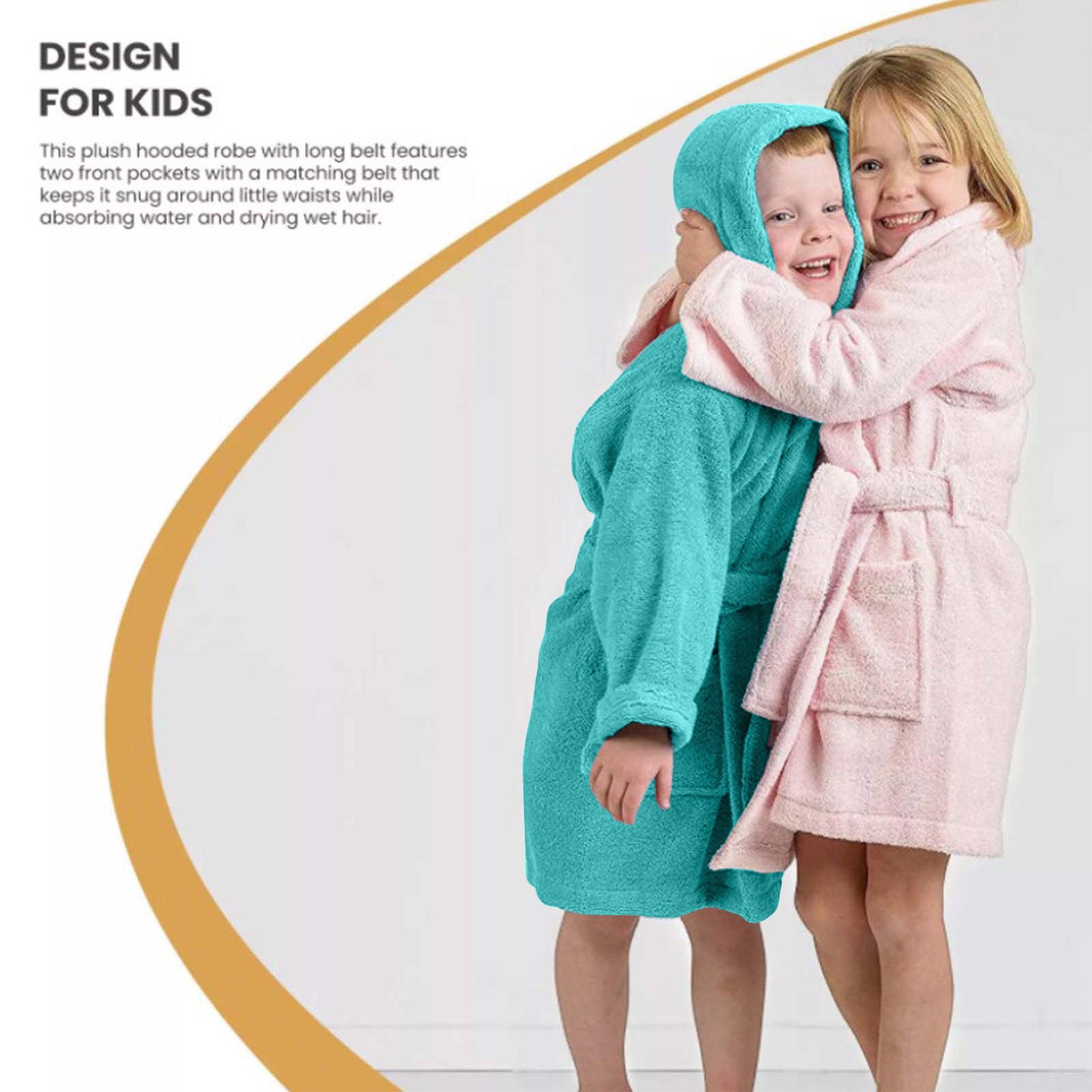 Cotton Terry Bath Robe Boys Girls Kids Unisex Hooded Bathrobe - Kids Bath Robe by Superior