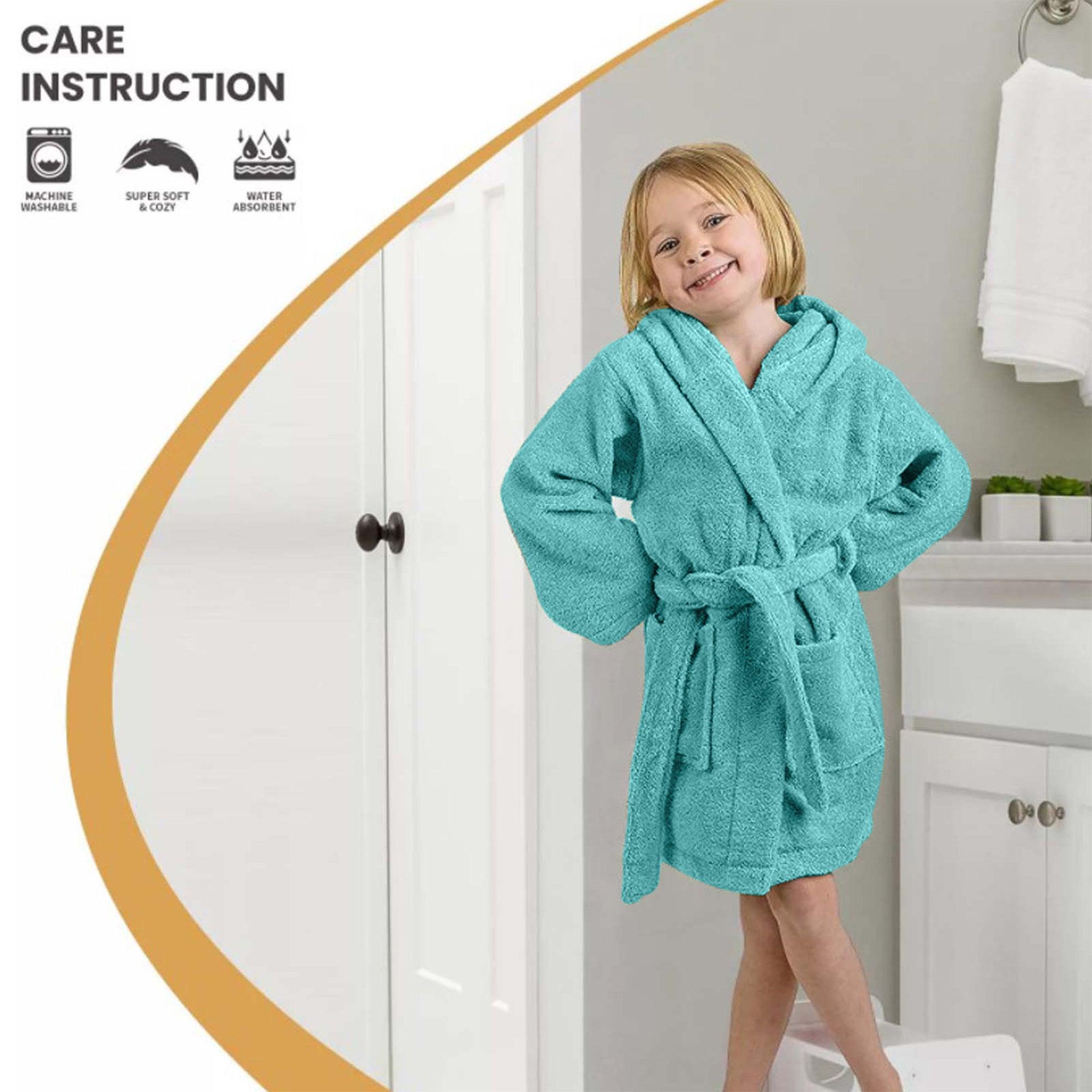 Cotton Terry Bath Robe Boys Girls Kids Unisex Hooded Bathrobe - Kids Bath Robe by Superior