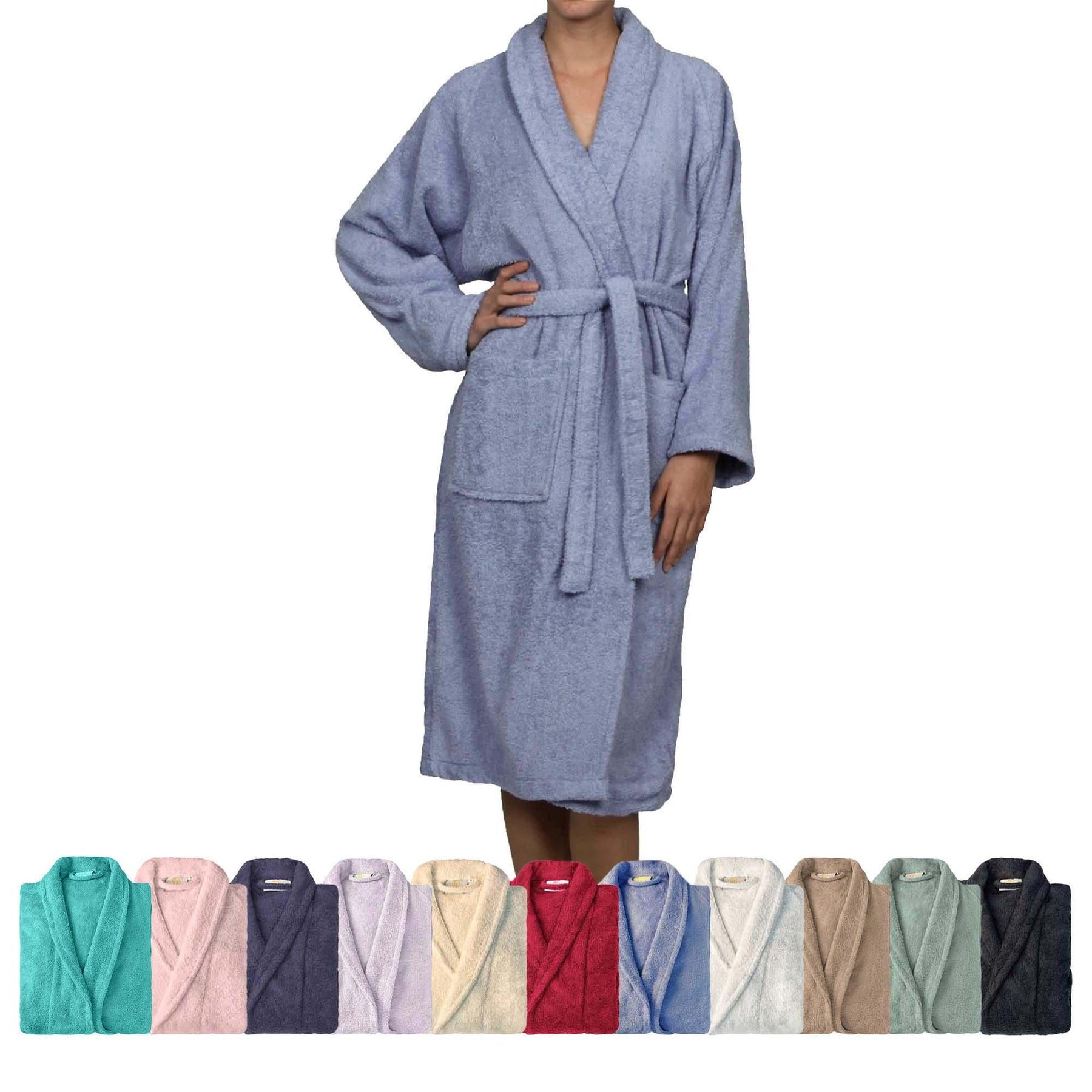 Cotton Ultra Soft Terry Bath Robe Adult Unisex Lightweight Bathrobe - Bath Robe by Superior