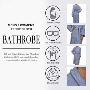 Cotton Ultra Soft Terry Bath Robe Adult Unisex Lightweight Bathrobe - Bath Robe by Superior