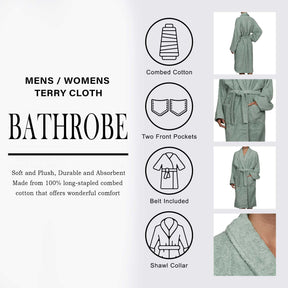 Cotton Ultra Soft Terry Bath Robe Adult Unisex Lightweight Bathrobe - Bath Robe by Superior