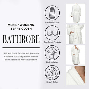 Cotton Ultra Soft Terry Bath Robe Adult Unisex Lightweight Bathrobe - Bath Robe by Superior