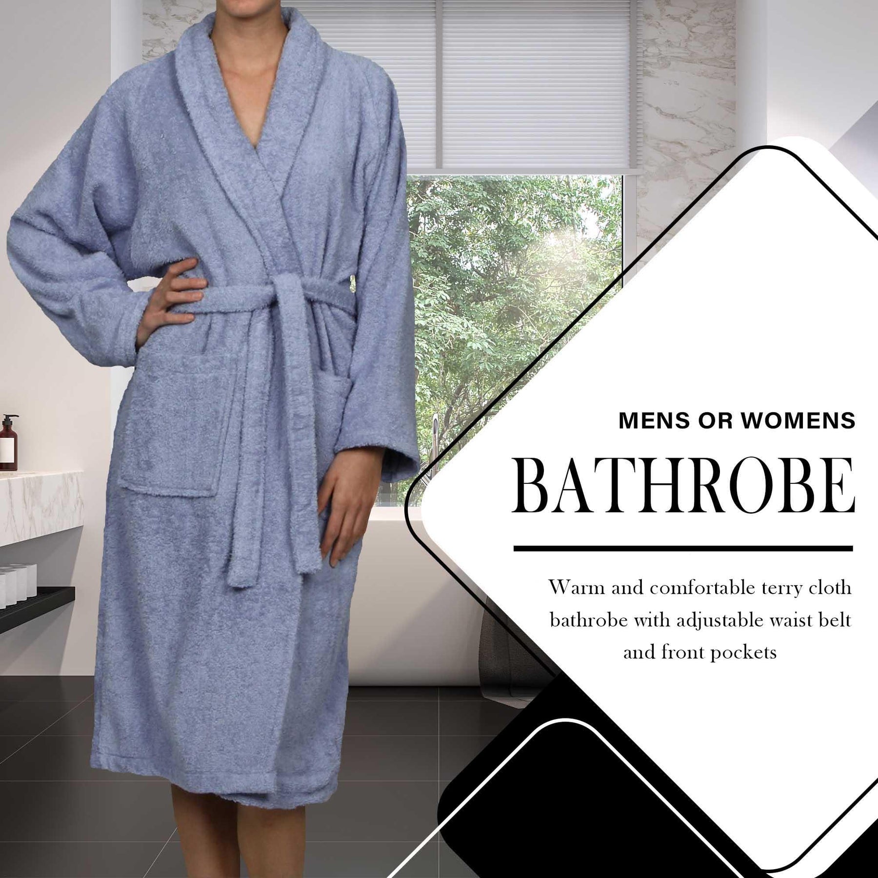 Cotton Ultra Soft Terry Bath Robe Adult Unisex Lightweight Bathrobe - Bath Robe by Superior