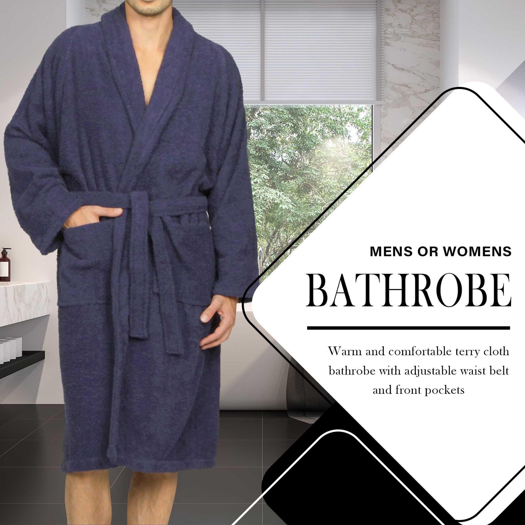 Cotton Ultra Soft Terry Bath Robe Adult Unisex Lightweight Bathrobe - Bath Robe by Superior