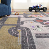 Country Road Non-Slip Kids Playroom Nursery Washable Indoor Area Rug - Rugs by Superior