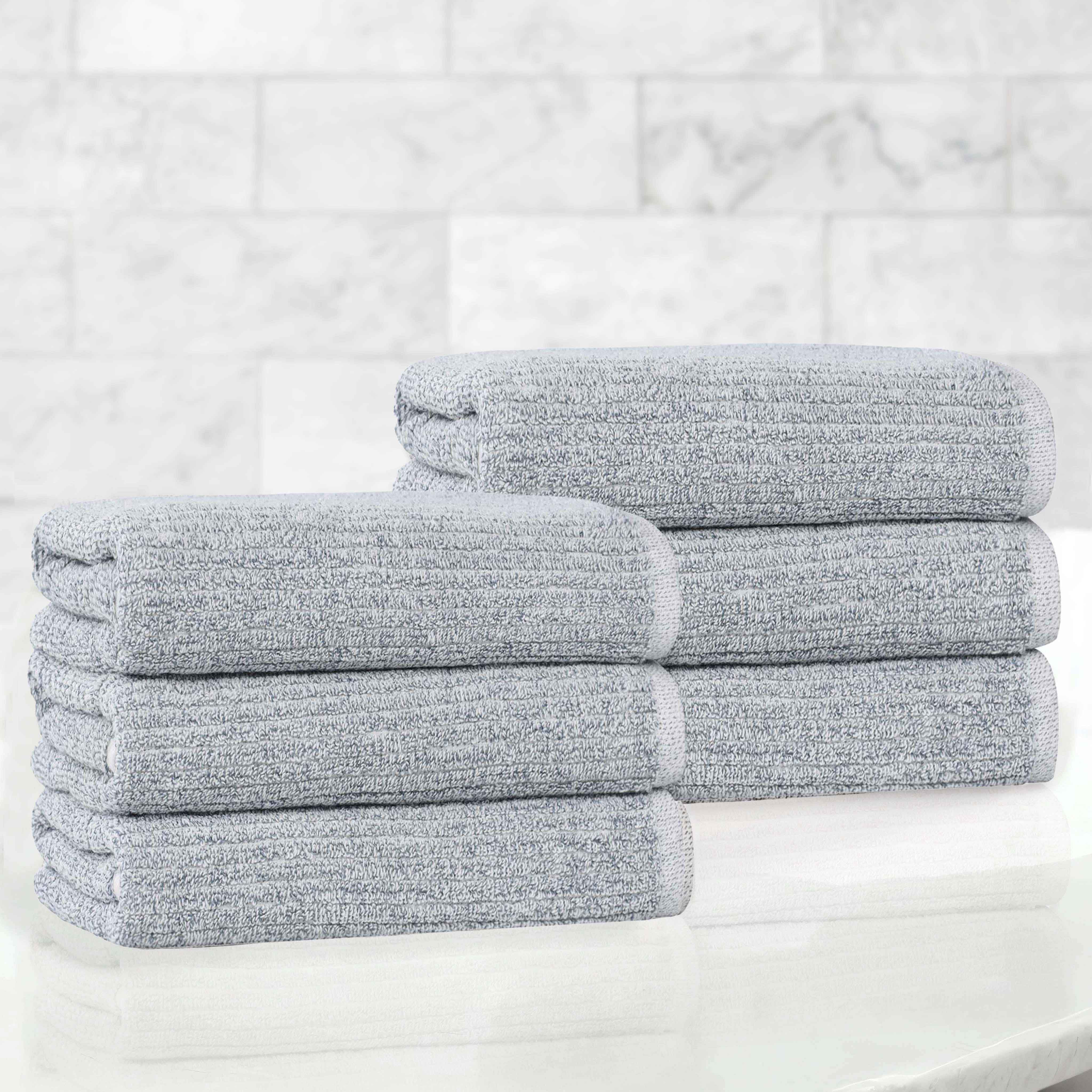 Destin Cotton Blend Medium Weight Ribbed Hand Towels, Set of 6 - Hand Towel by Superior