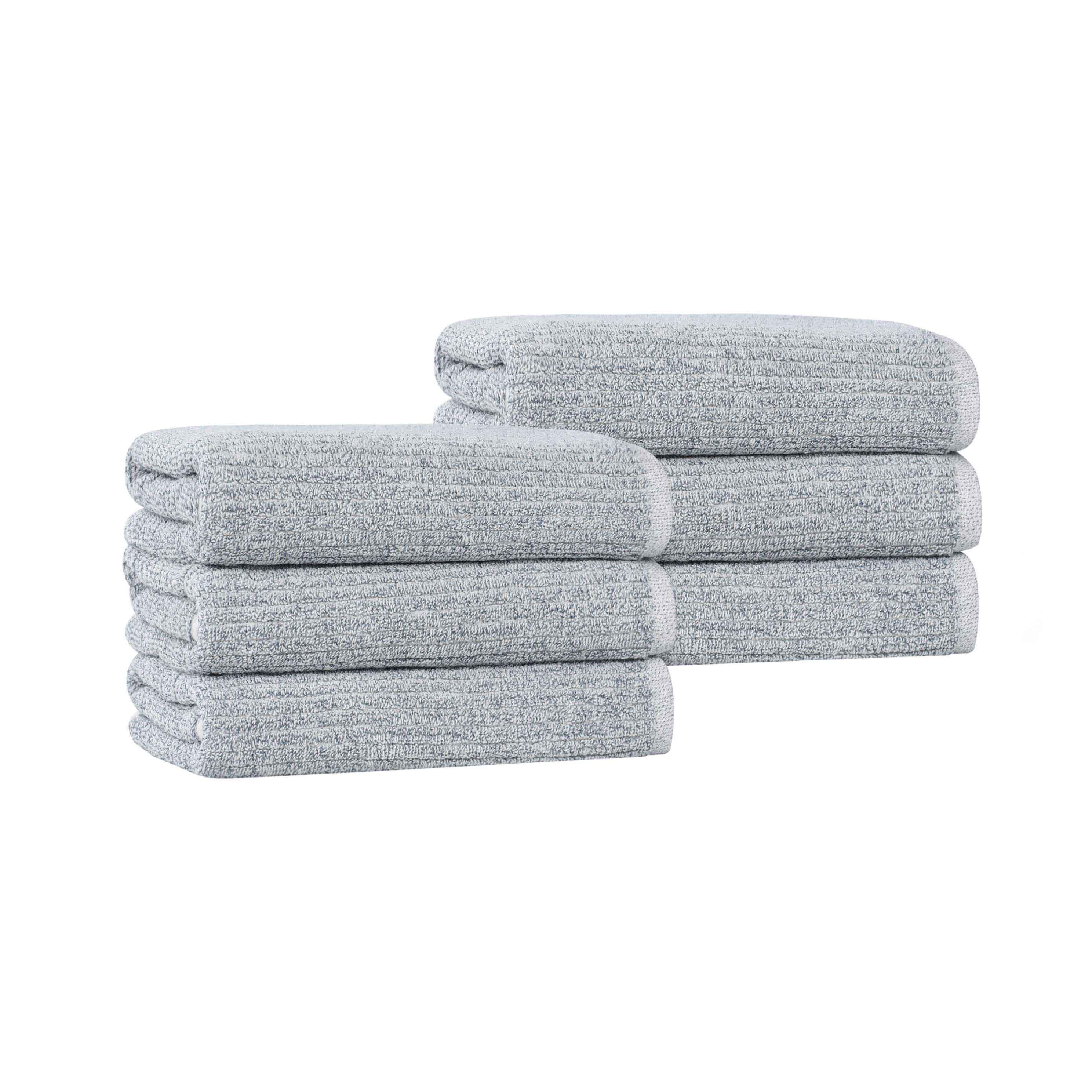 Destin Cotton Blend Medium Weight Ribbed Hand Towels, Set of 6 - Hand Towel by Superior