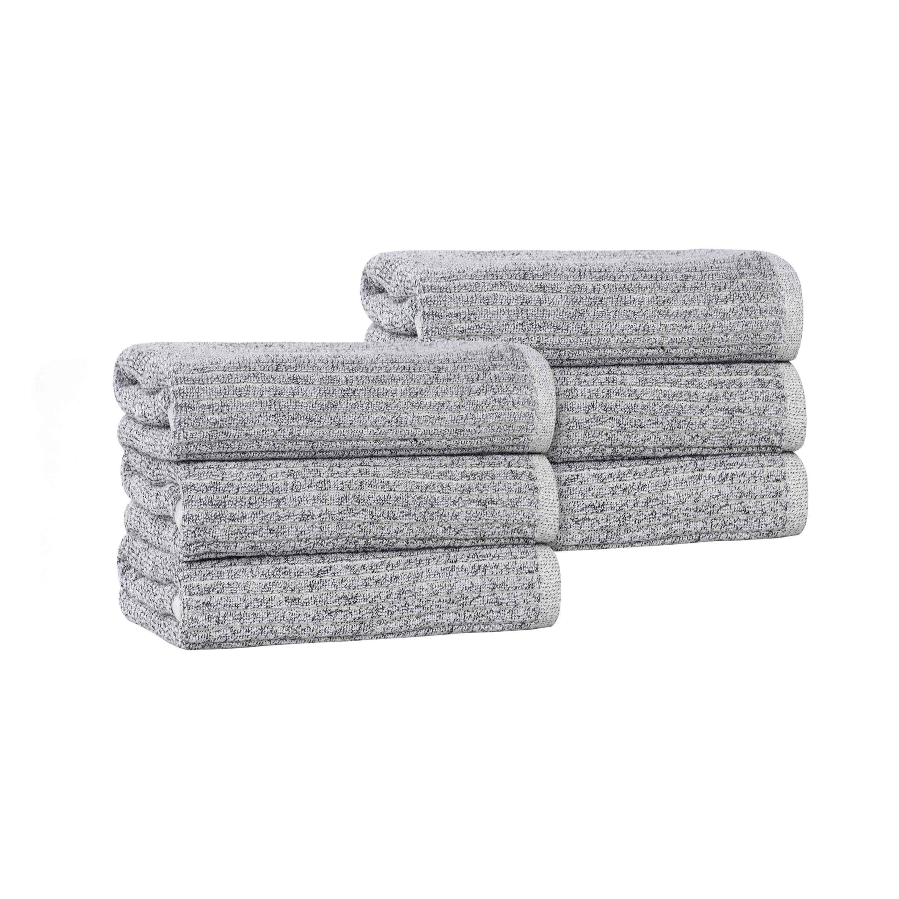 Destin Cotton Blend Medium Weight Ribbed Hand Towels, Set of 6 - Hand Towel by Superior