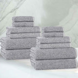 Destin Cotton Blend Medium Weight Textured Ribbed 12 Piece Towel Set - Towel Set by Superior