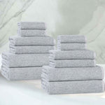 Destin Cotton Blend Medium Weight Textured Ribbed 12 Piece Towel Set - Towel Set by Superior