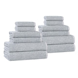 Destin Cotton Blend Medium Weight Textured Ribbed 12 Piece Towel Set - Towel Set by Superior