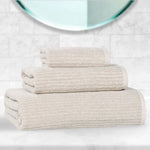 Destin Cotton Blend Medium Weight Textured Ribbed 3 Piece Towel Set - Towel Set by Superior