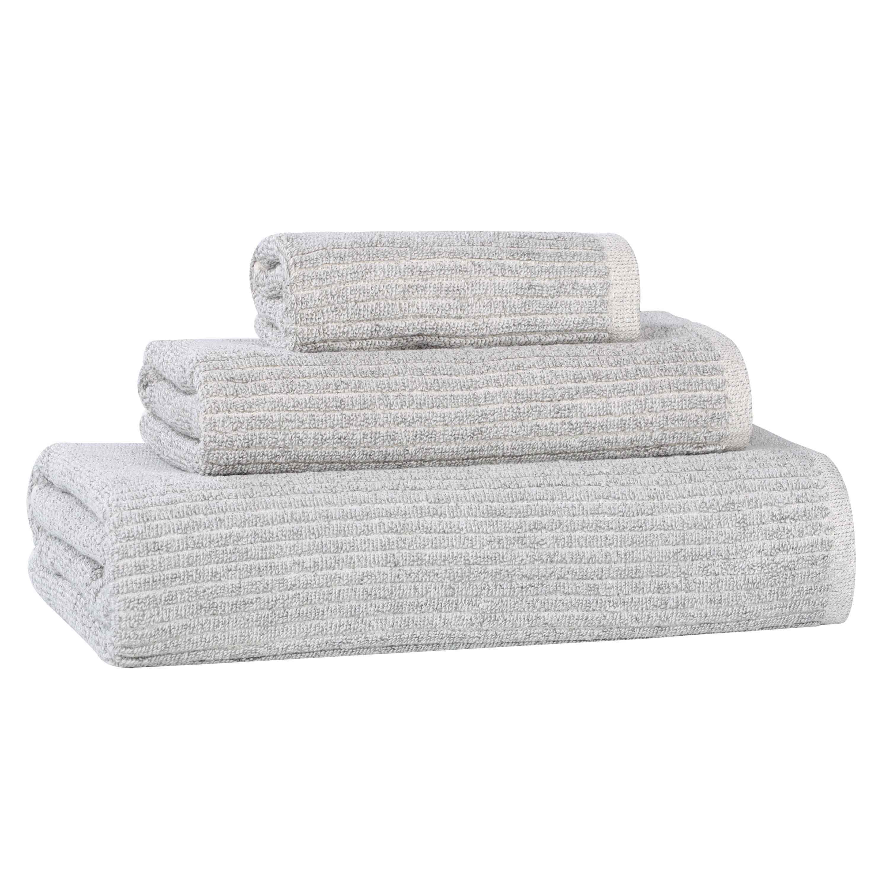 Destin Cotton Blend Medium Weight Textured Ribbed 3 Piece Towel Set - Towel Set by Superior