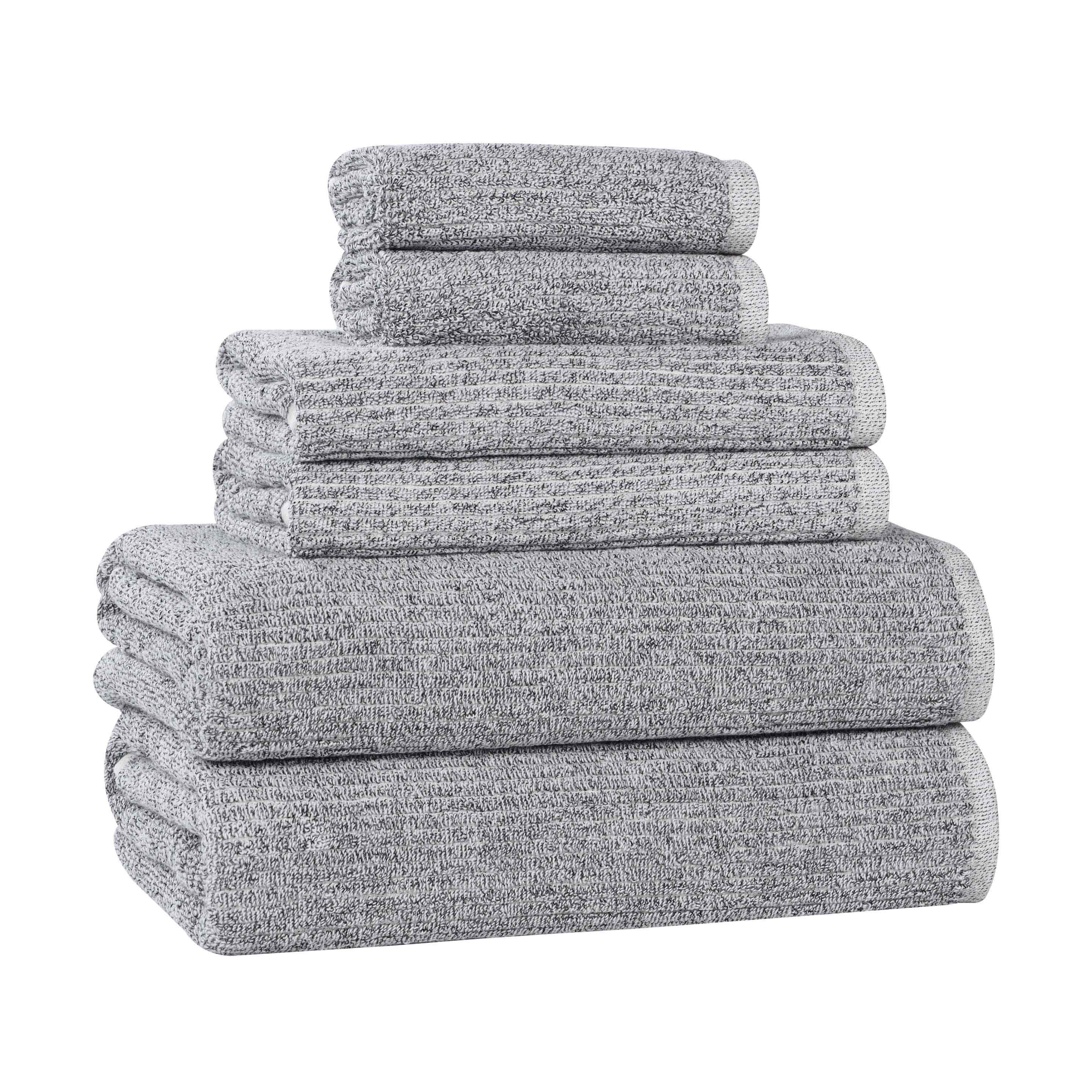 Destin Cotton Blend Medium Weight Textured Ribbed 6 Piece Towel Set - Towel Set by Superior