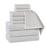 Destin Cotton Blend Medium Weight Textured Ribbed 9 Piece Towel Set - Towel Set by Superior