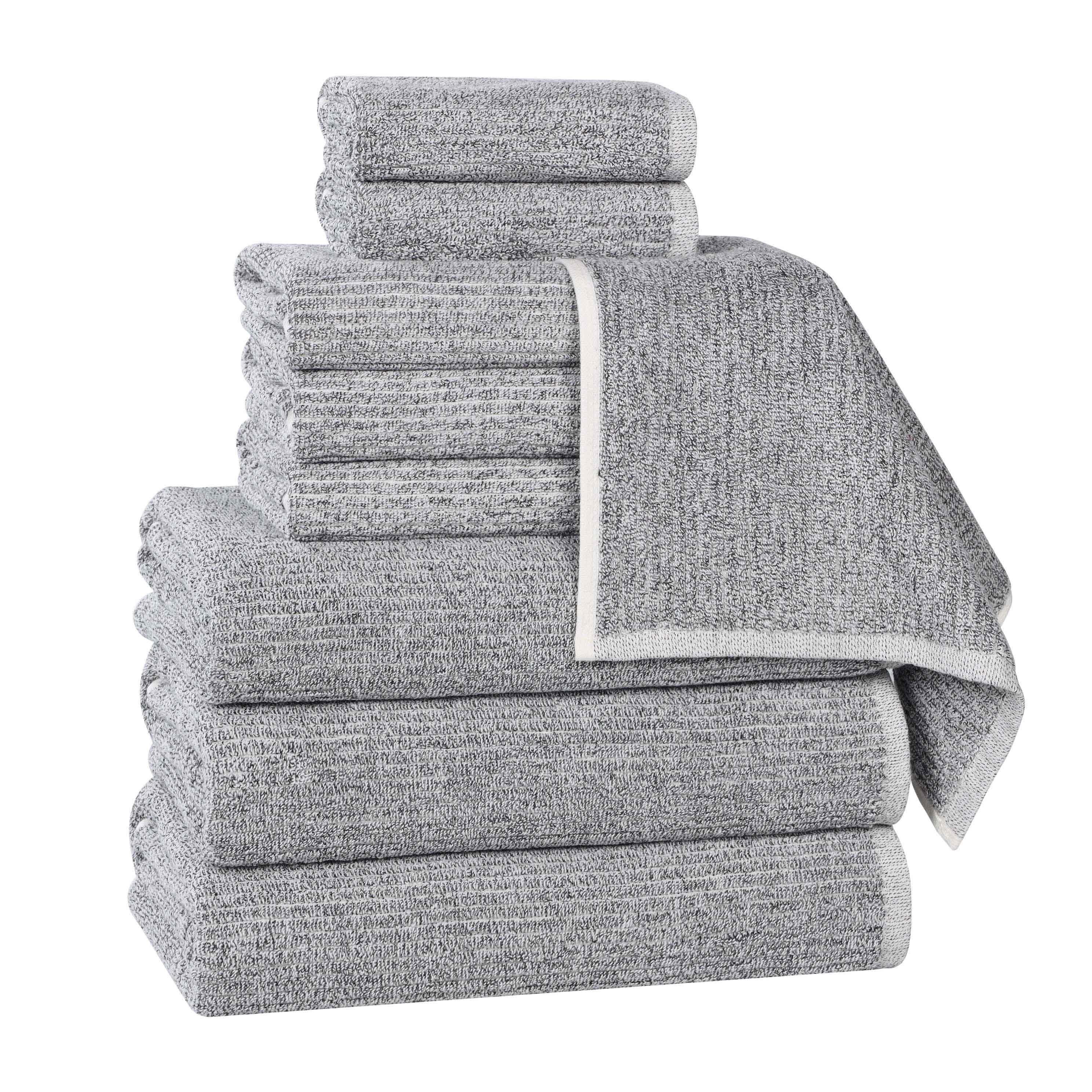 Destin Cotton Blend Medium Weight Textured Ribbed 9 Piece Towel Set - Towel Set by Superior