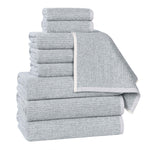 Destin Cotton Blend Medium Weight Textured Ribbed 9 Piece Towel Set - Towel Set by Superior