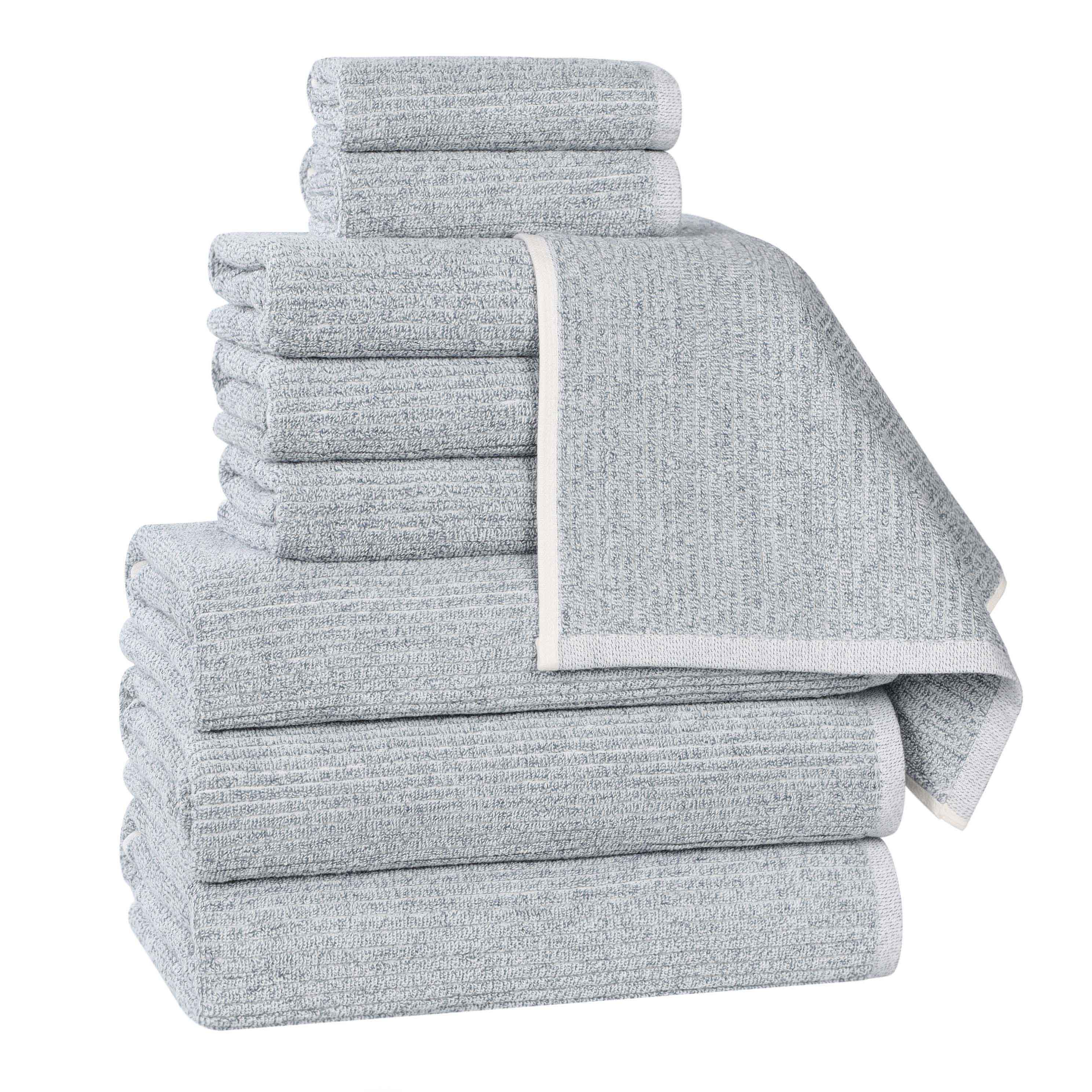 Destin Cotton Blend Medium Weight Textured Ribbed 9 Piece Towel Set - Towel Set by Superior