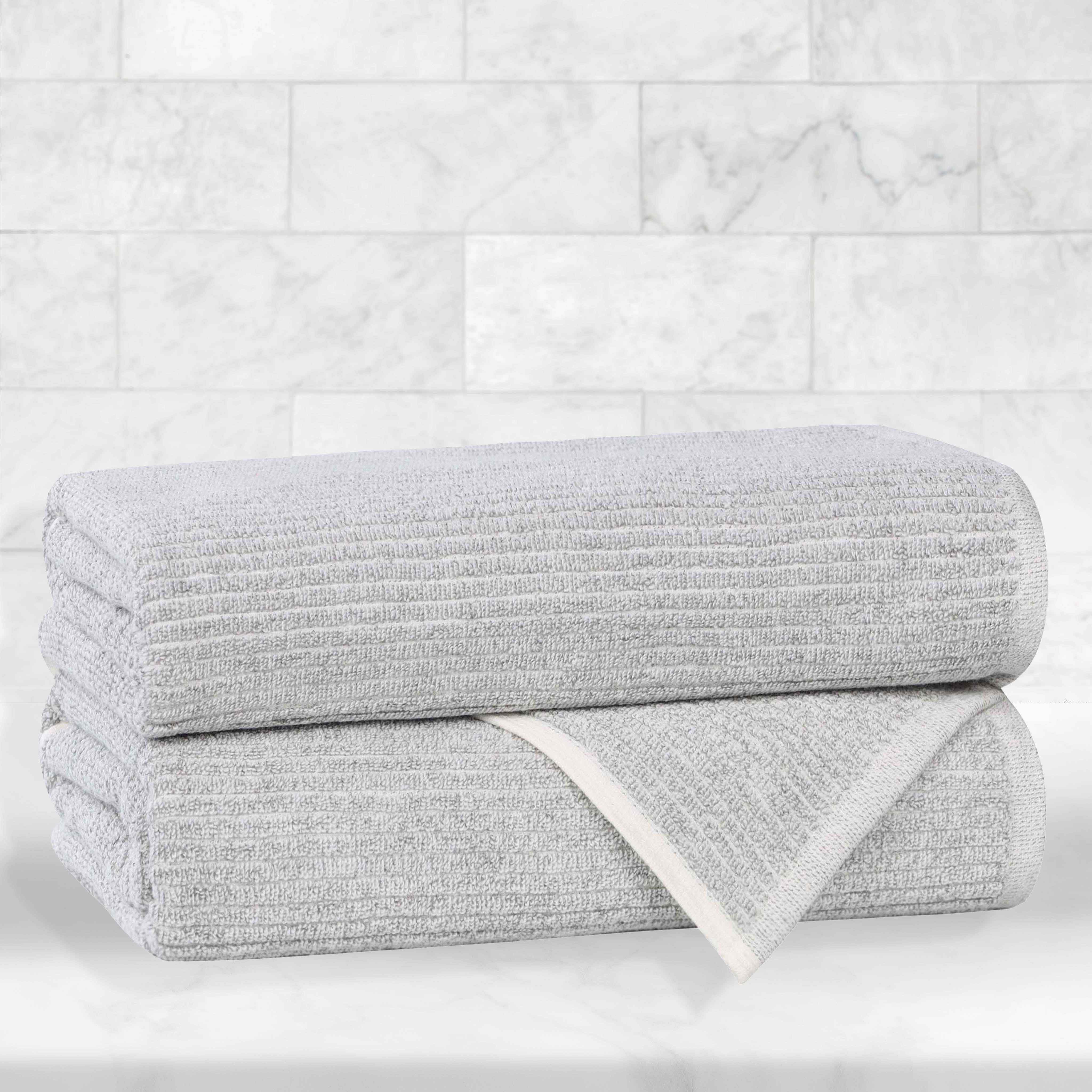 Destin Cotton Blend Medium Weight Textured Ribbed Bath Towels, Set of 2 - Bath Towel by Superior