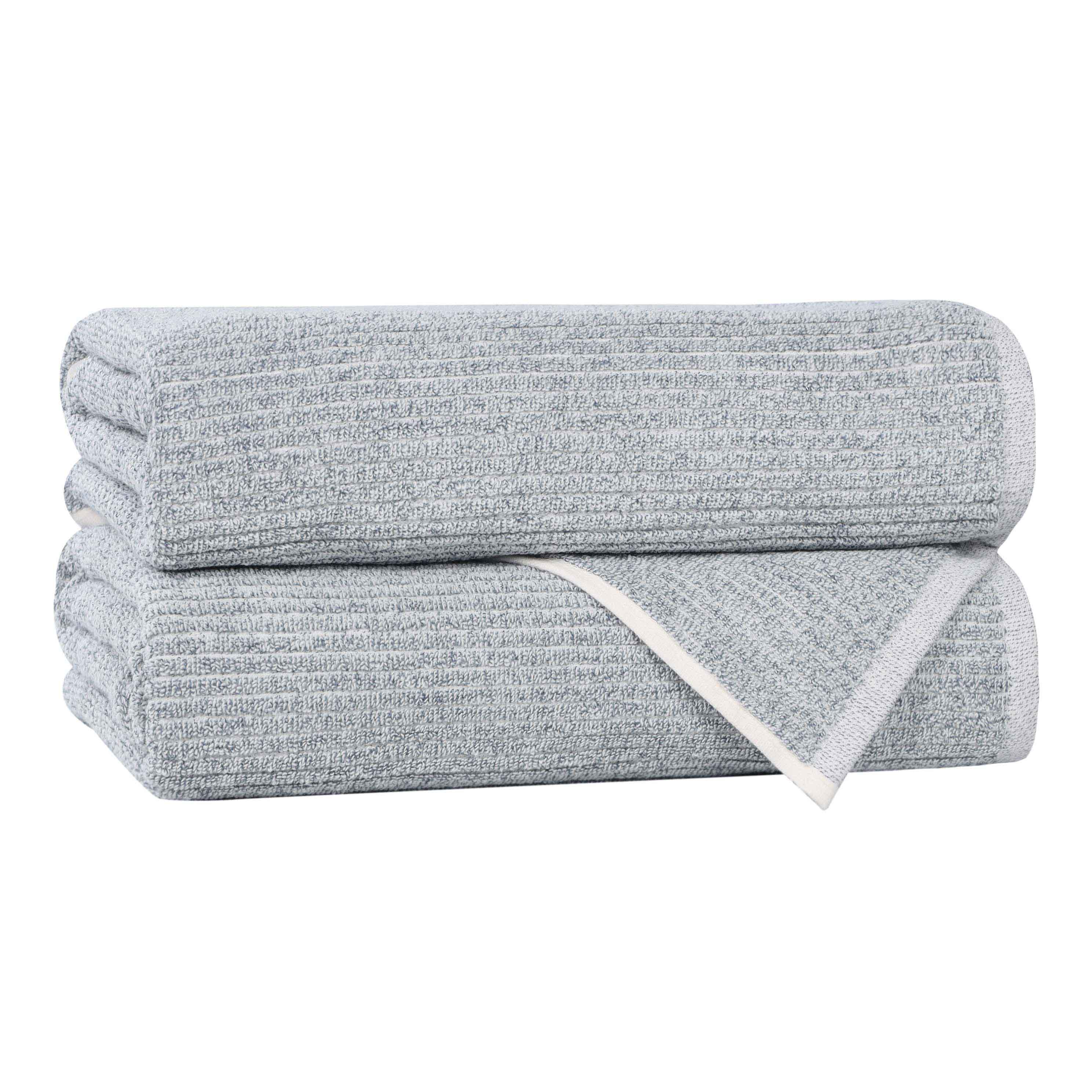 Destin Cotton Blend Medium Weight Textured Ribbed Bath Towels, Set of 2 - Bath Towel by Superior