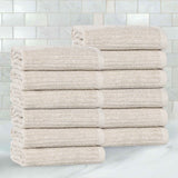 Destin Cotton Blend Textured Ribbed Face Towels Washcloths, Set of 12 - Face Towel by Superior