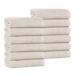 Destin Cotton Blend Textured Ribbed Face Towels Washcloths, Set of 12 - Face Towel by Superior