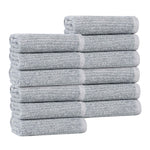 Destin Cotton Blend Textured Ribbed Face Towels Washcloths, Set of 12 - Face Towel by Superior