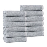 Destin Cotton Blend Textured Ribbed Face Towels Washcloths, Set of 12 - Face Towel by Superior