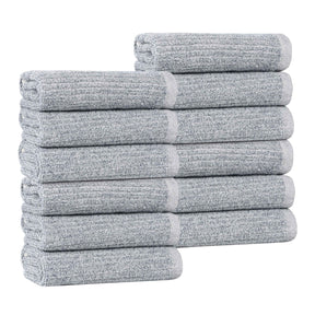 Destin Cotton Blend Textured Ribbed Face Towels Washcloths, Set of 12 - Face Towel by Superior