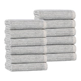 Destin Cotton Blend Textured Ribbed Face Towels Washcloths, Set of 12 - Face Towel by Superior