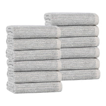 Destin Cotton Blend Textured Ribbed Face Towels Washcloths, Set of 12 - Face Towel by Superior