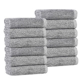 Destin Cotton Blend Textured Ribbed Face Towels Washcloths, Set of 12 - Face Towel by Superior