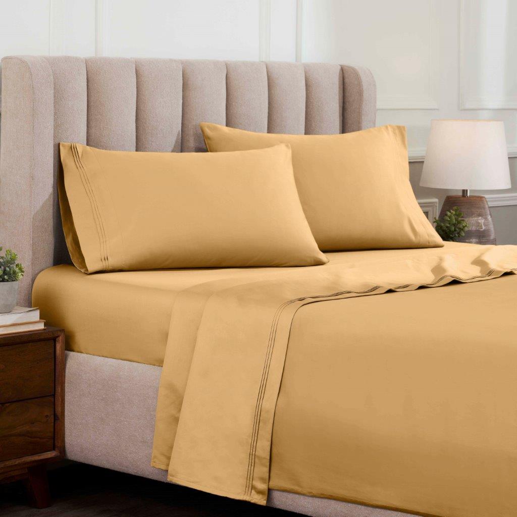 Egyptian Cotton 1500 Thread Count Eco-Friendly Solid Sheet Set Gold - Sheet Set by Superior