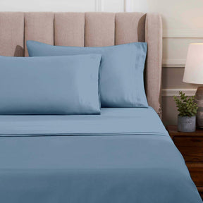 Egyptian Cotton 1500 Thread Count Eco-Friendly Solid Sheet Set Medium Blue - Sheet Set by Superior