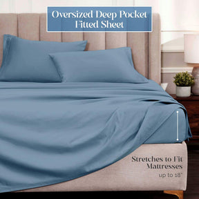 Egyptian Cotton 1500 Thread Count Eco-Friendly Solid Sheet Set Medium Blue - Sheet Set by Superior