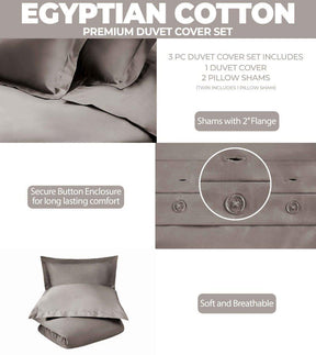 Egyptian Cotton 400 Thread Count Solid Luxury Duvet Cover Set - Duvet Cover Set by Superior