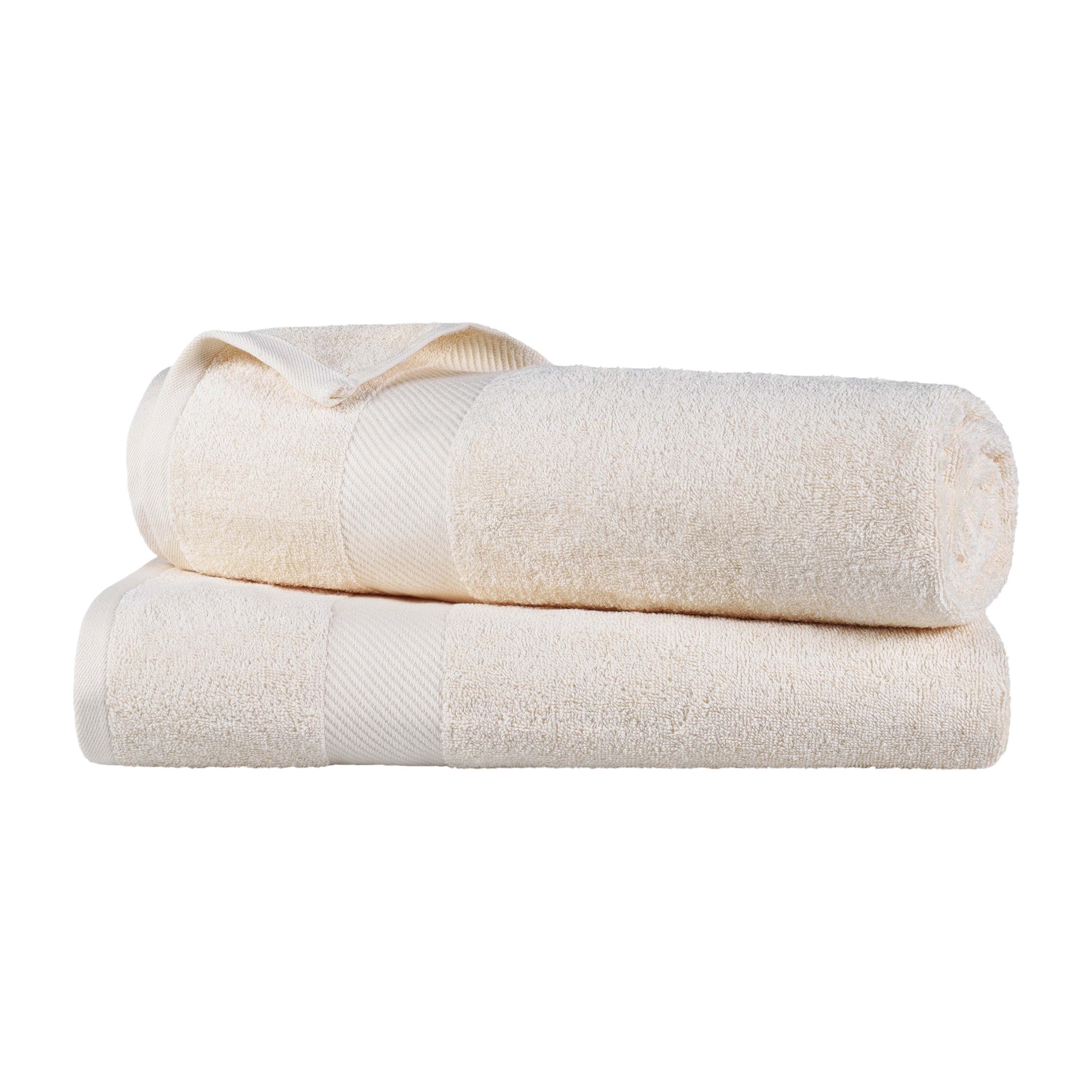 Egyptian Cotton Dobby Border Medium Weight 2 Piece Bath Sheet Set - Bath Sheets by Superior