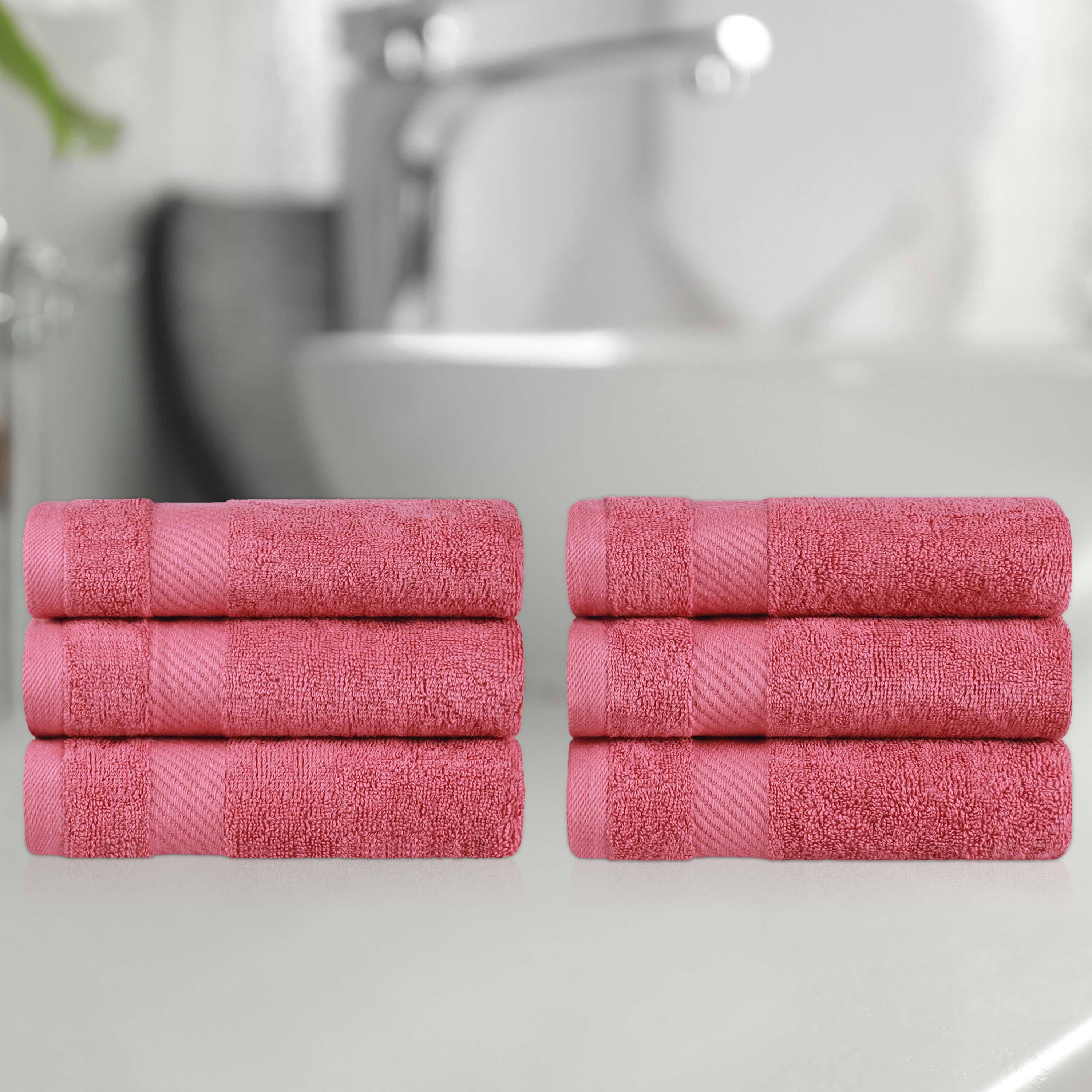 Egyptian Cotton Dobby Border Medium Weight 6 Piece Hand Towel Set - Hand Towel Set by Superior