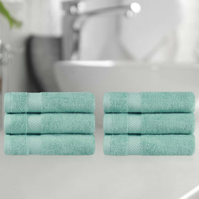 Egyptian Cotton Dobby Border Medium Weight 6 Piece Hand Towel Set - Hand Towel Set by Superior