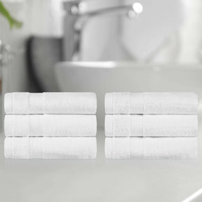 Egyptian Cotton Dobby Border Medium Weight 6 Piece Hand Towel Set - Hand Towel Set by Superior