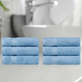 Egyptian Cotton Dobby Border Medium Weight 6 Piece Hand Towel Set - Hand Towel Set by Superior