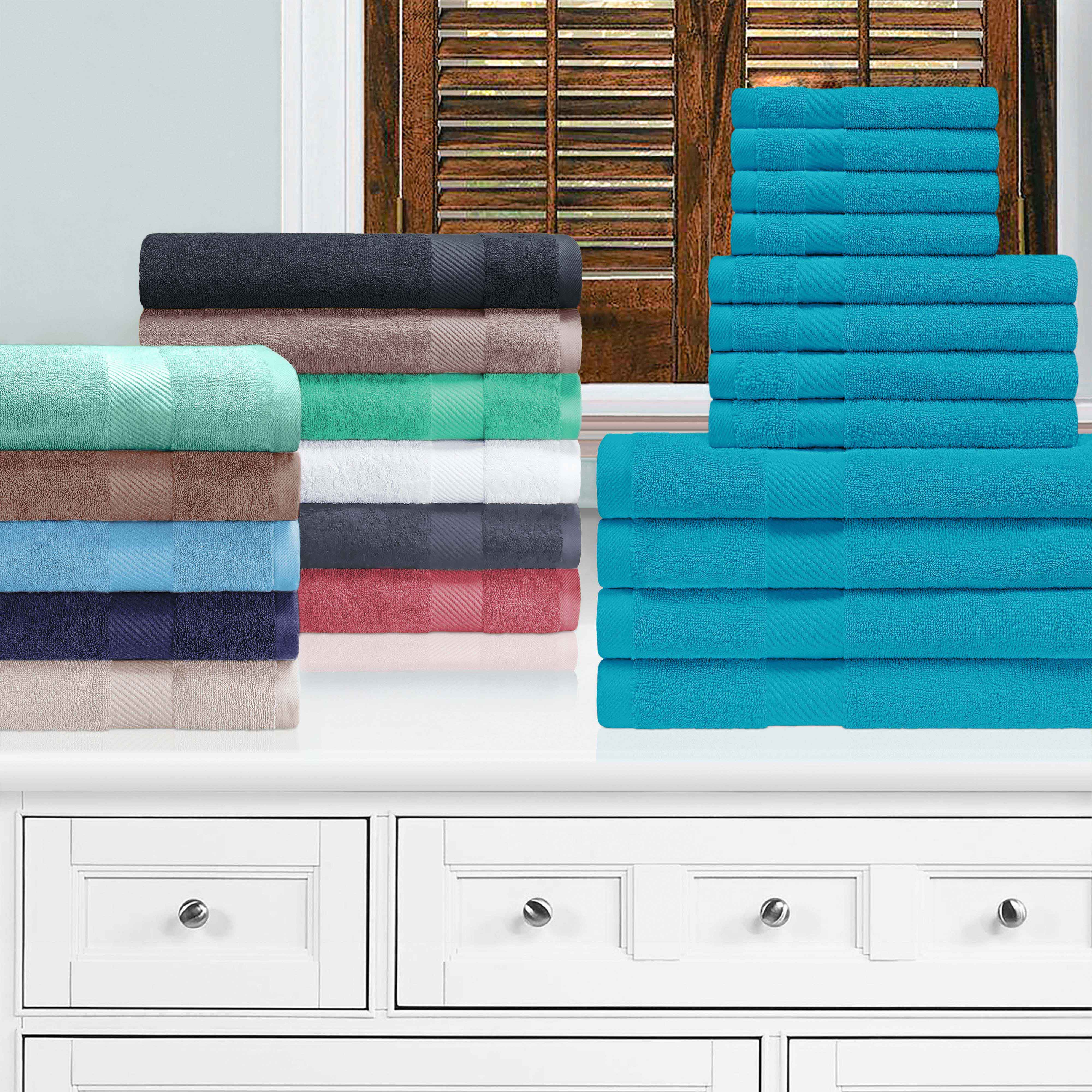 Egyptian Cotton Dobby Border Medium Weight 6 Piece Towel Set - Towel Set by Superior