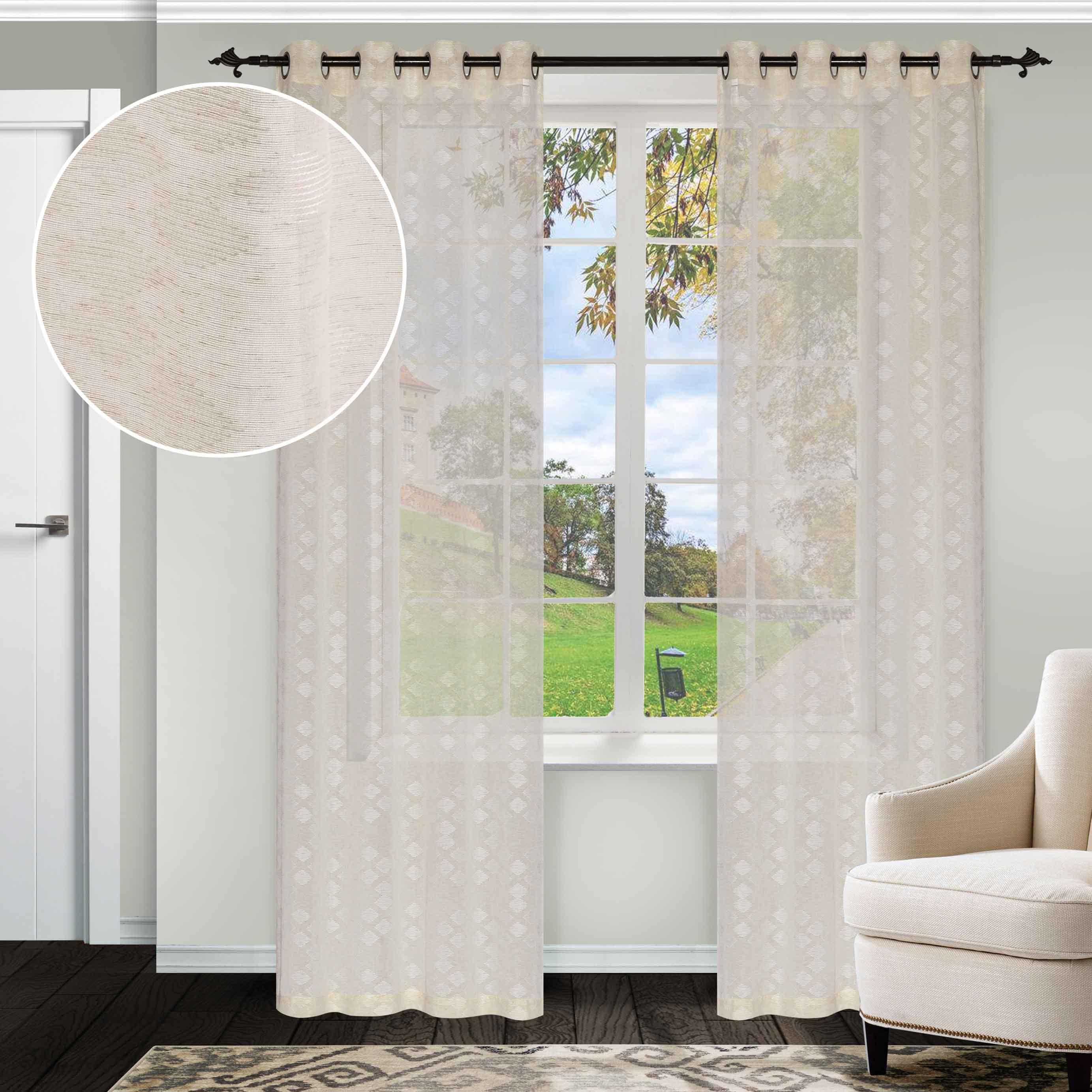 Embroidered Argyle Sheer Grommet Curtain Panel Set - Sheer Curtains by Superior