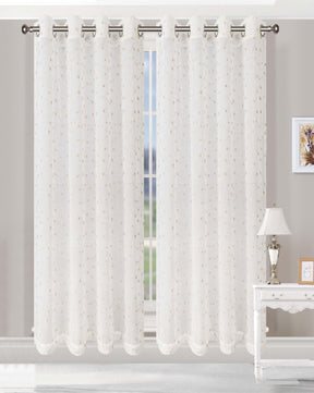 Embroidered Delicate Flower Sheer Grommet Curtain Panel Set - Sheer Curtains by Superior