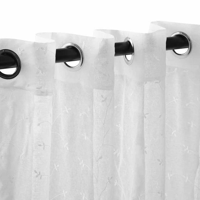 Embroidered Delicate Flower Sheer Grommet Curtain Panel Set - Sheer Curtains by Superior