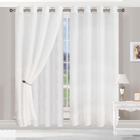 Embroidered Foliage Grommet Sheer Curtain Panel Set - Sheer Curtains by Superior