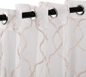 Embroidered Lattice Grommet Sheer Curtain Panel Set - Sheer Curtains by Superior