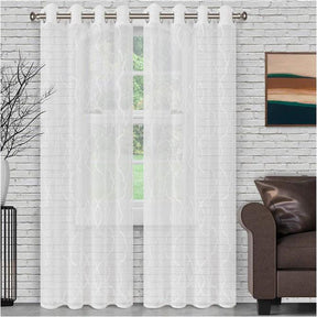 Embroidered Lattice Grommet Sheer Curtain Panel Set - Sheer Curtains by Superior