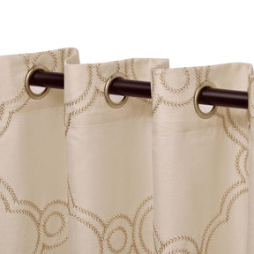 Embroidered Moroccan Trellis Sheer Grommet Curtain Panel Set - Sheer Curtains by Superior