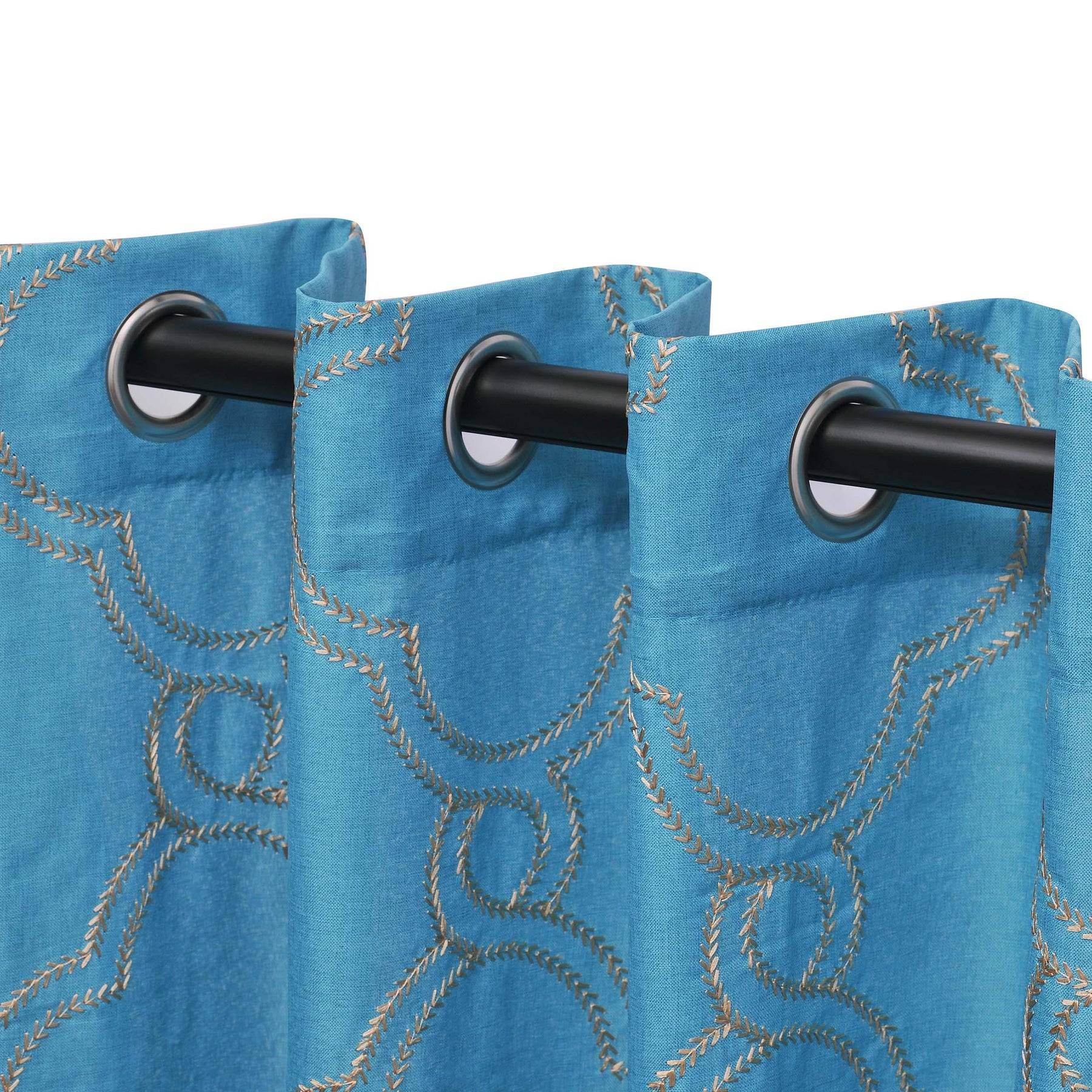 Embroidered Moroccan Trellis Sheer Grommet Curtain Panel Set - Sheer Curtains by Superior